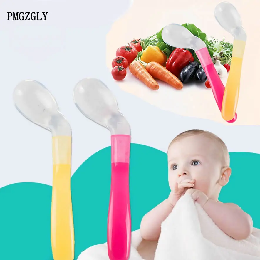 

Baby Pacifier Feeding Spoon fork Solid Supplies Curved Handle Easy-To-Hold Children Tableware Baby Eating Training Spoon Utensil
