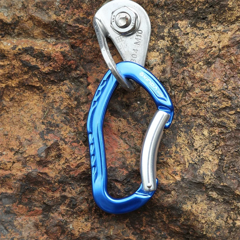 XINDA Professional Quality 22KN Rock Climbing Bent Quickdraw Spring-loaded Gate Buckle Aluminum Carabiner Outdoor Kits