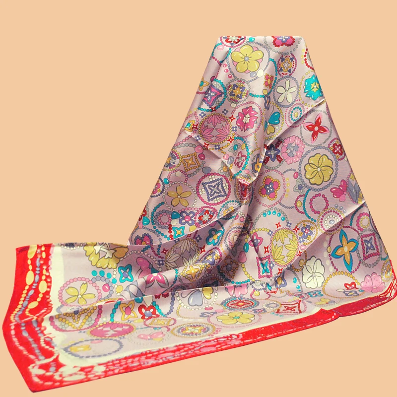 HuaJun 2 магазин | японская девушка серия "Цветы и круги" 90 Шелковый платок натуральный шелк саржа ручной работы обжимной