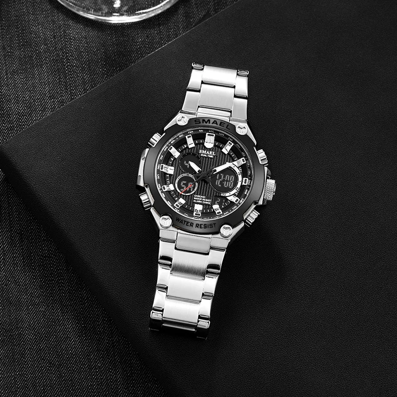 SMAEL Men's Watches Luxury Sport Quartz 30M Waterproof Watch Men Business Black Dial Wristwatch Clock Military Relogio Masculino