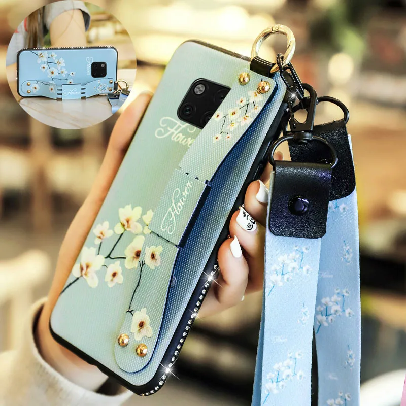 

Wrist Strap Hand Band Case for Huawei Mate 20 Pro Finger Ring Soft TPU Back Cover For Huawei Mate 20X Side Drill Bracket Case
