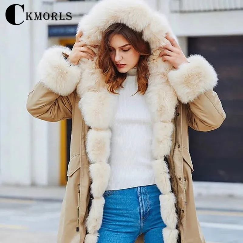 CKMORLS New Fashion Parka Coat For Women Real Fur Jacket