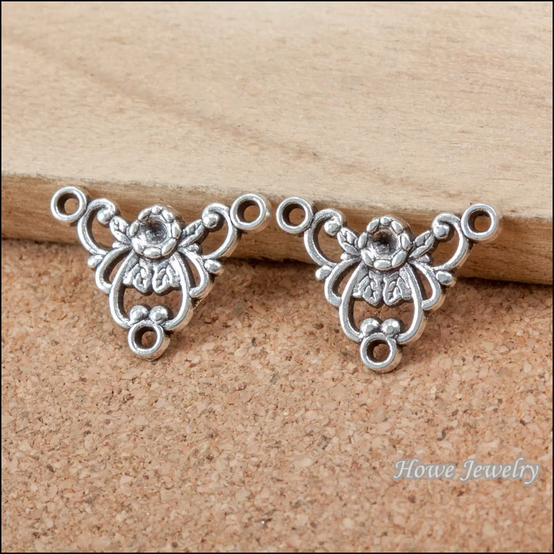 180pcs vintage flower connector charm Antique silver Pendant DIY