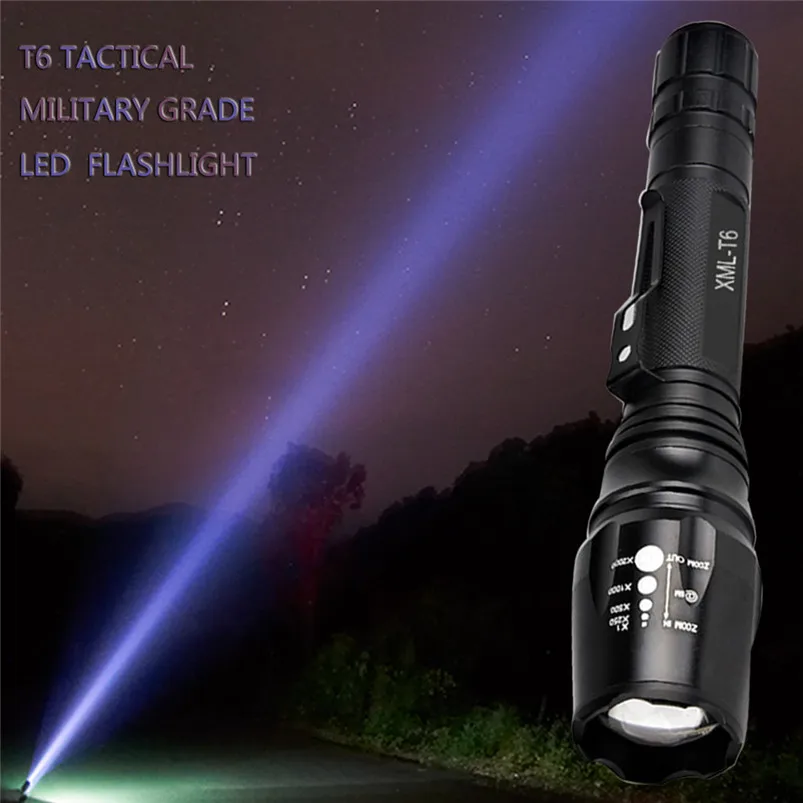 5 Mode Torch Led Light Elfeland T6 Torch Flashlight 18650 Tactical Military LED Flashlight Torch Zoomable Zaklamp 40JY2308