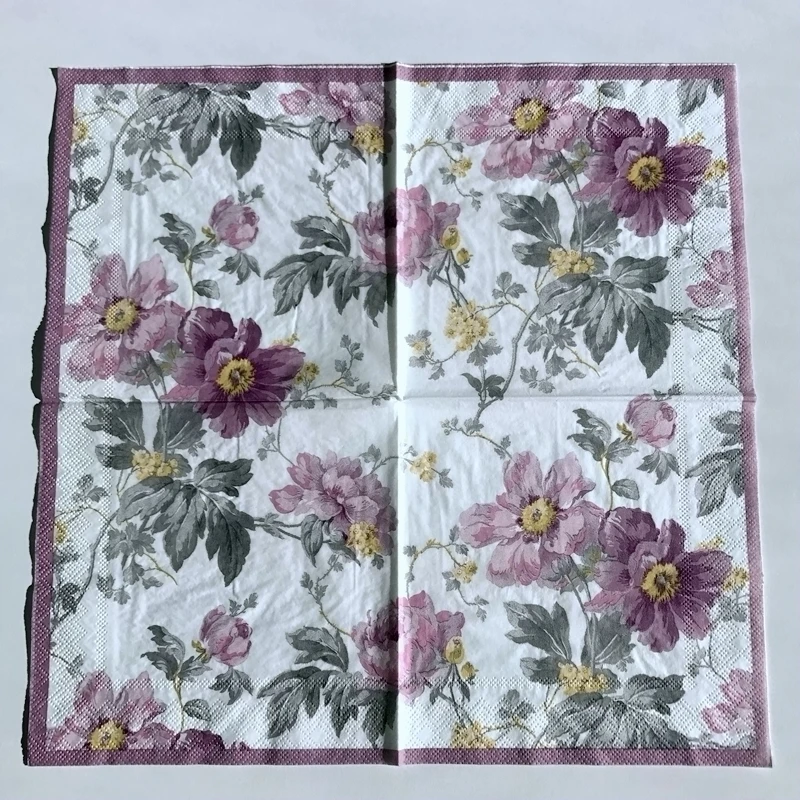 Фиолетовый цветок napkins_33* 33 см, 2 шт/комплект-ply бумажные салфетки с рисунком салфетки для декупажа