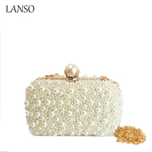 Berühmte Luxusmarke Peal Perlen Metall Erfasst Abend Frauen Kette Messenger Taschen Designer Brieftasche Hochzeit Hardcase