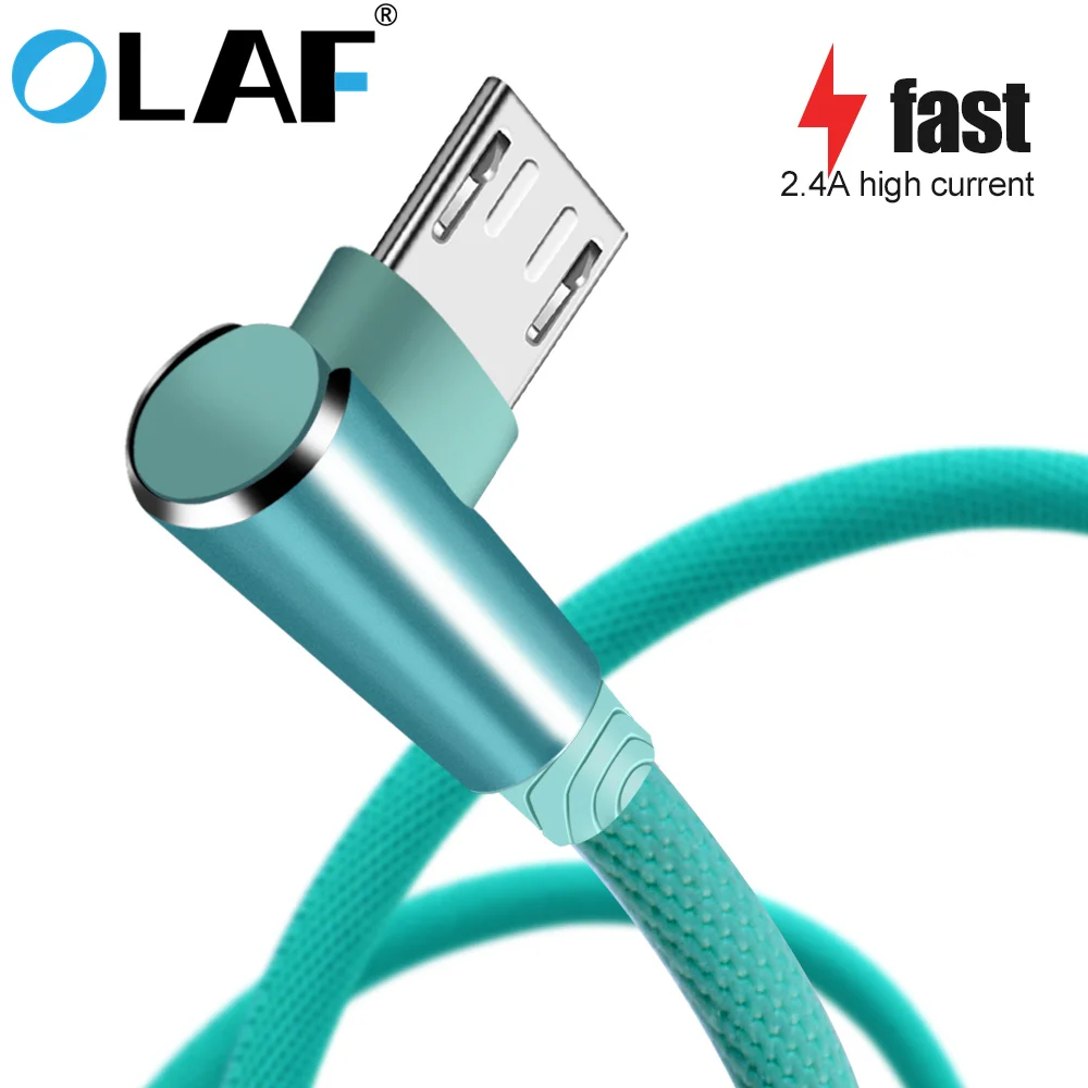أولاف 90 درجة كابل يو اس بي ل فون Xs ماكس 2.4A سريع شحن البيانات المصغّر usb نوع C كابل لسامسونج S9 S8 الهاتف المحمول الكابلات