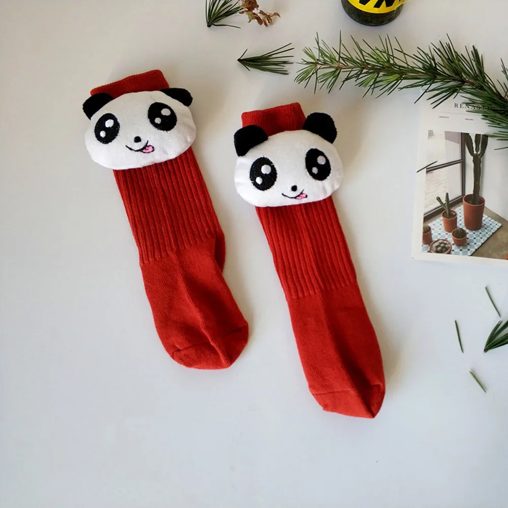 Носки детские Нескользящие носки, тапочки, носки с 3D рисунком панды для малышей, носки для девочек и мальчиков, осенние носки для детей, meias