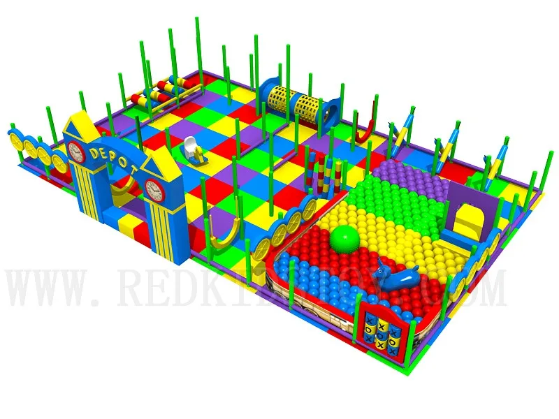 Предназначен для клиентов из США Эко-дружественных детей Крытый игровой центр с тройной горкой, S трубка горка и скалолазание HZ-8612A