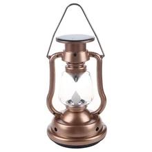 Bronzed Solar Power Lantern Lamp lights Outdoor Hand Crank 7 LED Bright Garden Light