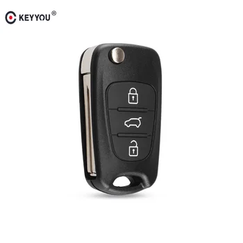 

KEYYOU 10X High Quality Folding Shell Key Replacement For Hyundai I30 IX35 Flip Folding Remote Key Case Blank Cover 3 Buttons