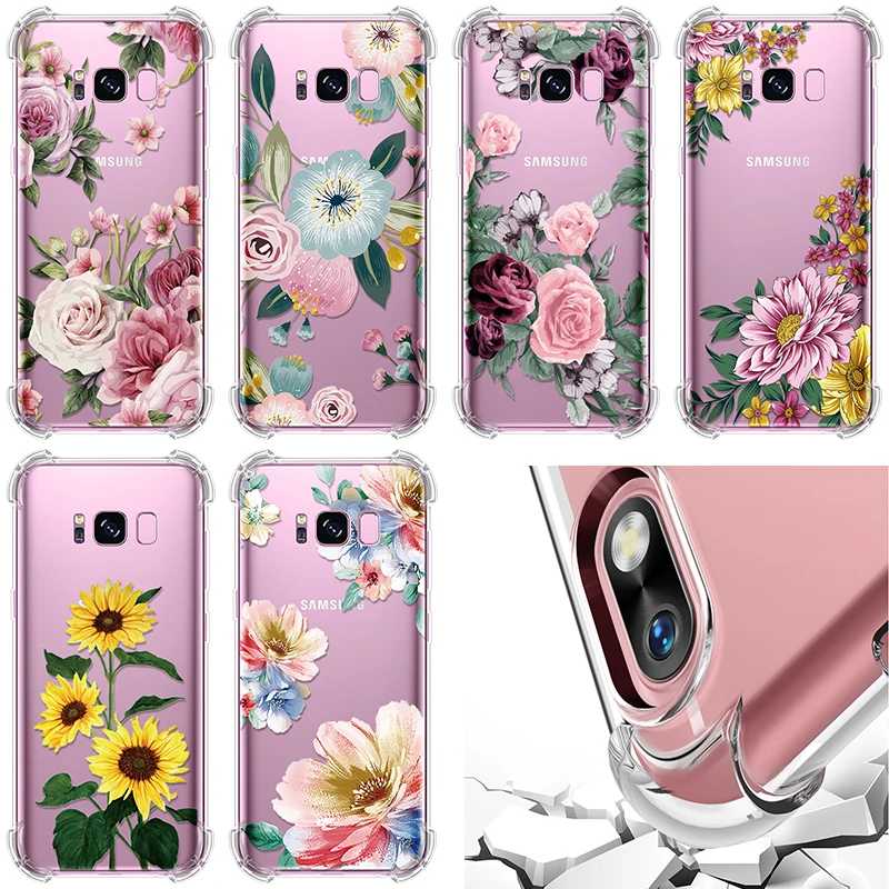 

Airbag Anti-knock Cases For Samsung Galaxy J5 J4 J6 J8 2018 J7 J3 2015 2016 2017 J2 Prime Flower Case For Samsung Note 8 9 Girl