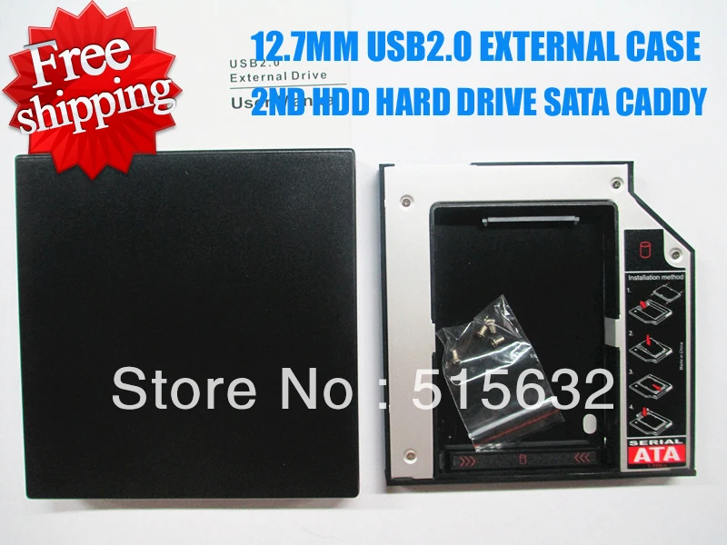 2-й жесткий диск кассета SATA+ 12,7 мм USB2.0 Внешний карман для SATA горелки super Drive