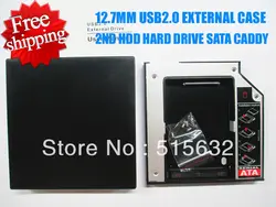 2nd жесткий диск HDD SATA Caddy + 12.7 мм USB2.0 внешний корпус для SATA горелки супер привод