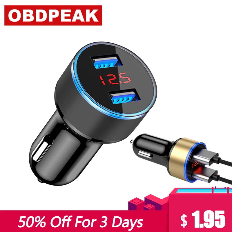 

Hot Dual USB Car Charger Adapter 3.1A Digital LED Voltage/Current Usb Auto Cigarette Socket Lighter for Smart Phone/Tablet PC