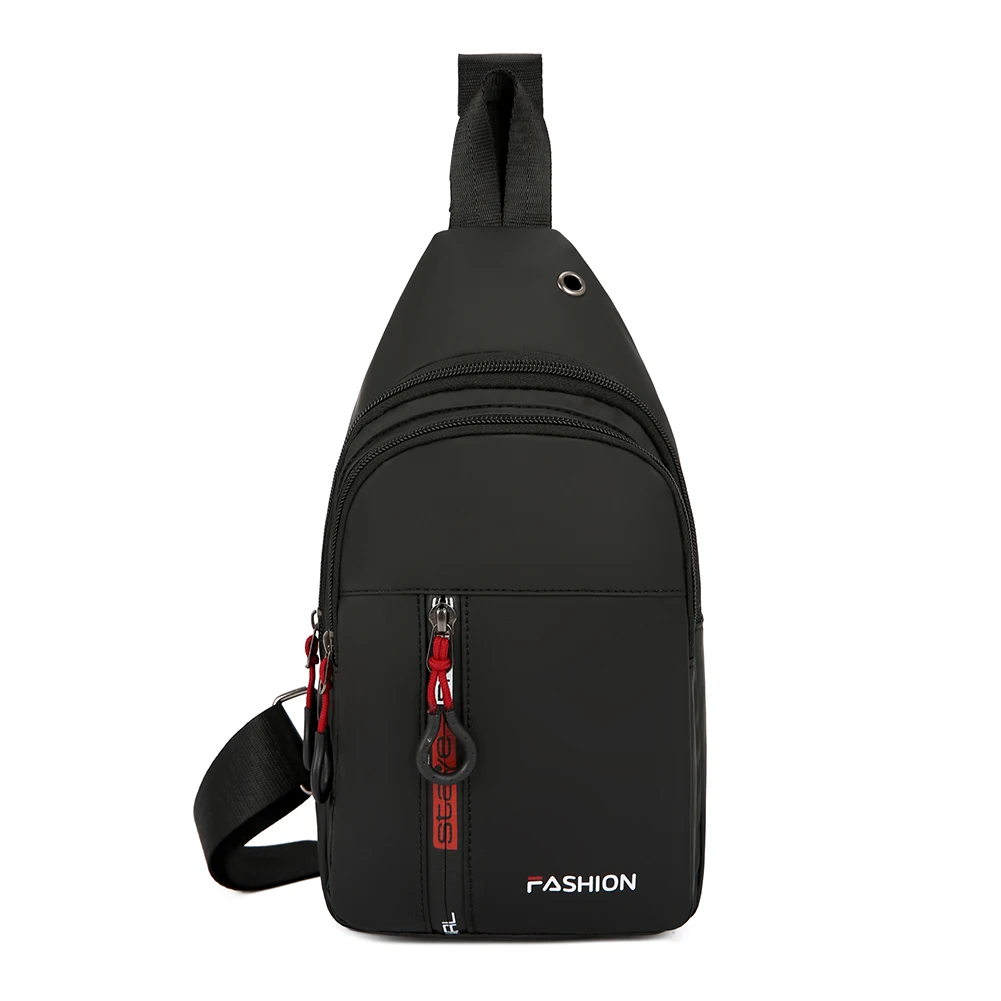 

Male Casual Fashion Solid Color Shoulder Business Bags Men Leisure Chest Pack Oxford Travel Crossbody Zipper Small Bags