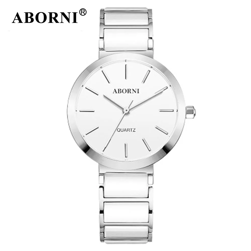 

ABORNI Simple Ceramic Ladies Watch New Fashion Casual Women Bracelet Quartz Wrist Watches Steel Rose Gold Clock Relogio Faminino