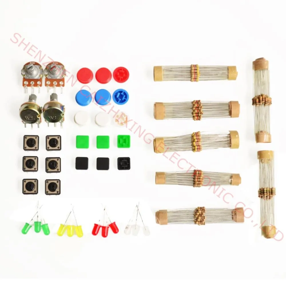 

1 sets Handy Portable Resistor Kit for Arduino Starter Kit UNO R3 LED potentiometer tact switch pin header