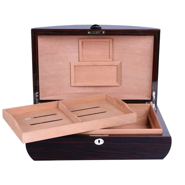 DELUXE Cohiba humidors 75100ct cigars Humidor with Ebony venner Piano finish cigaret storage