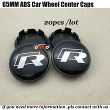 20X65 MM ABS Car acessórios auto emblema do emblema da Roda hub Caps Covers por R Rline Tiguan Golf Jetta MK5 MK6 Passat B6 B7 CC