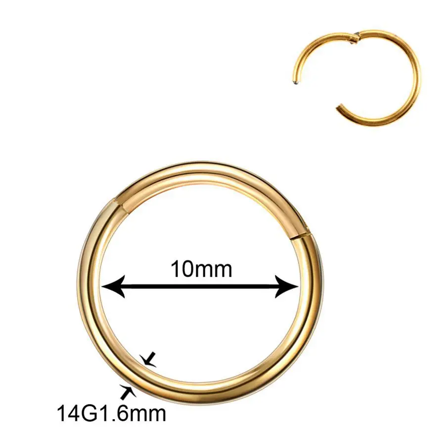 50pcs/lot Titanium Segment Hinged Rings Septum Nose Clicker Piercing Nose Lip Ear Cartilage Helix Eyebrow Piercings Body Jewelry