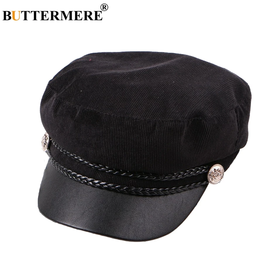 

BUTTERMERE Navy Captain Hat Women Black Army Caps Female Spring British Sailor Cap Lady Polyester Patchwork Casual Painters Caps