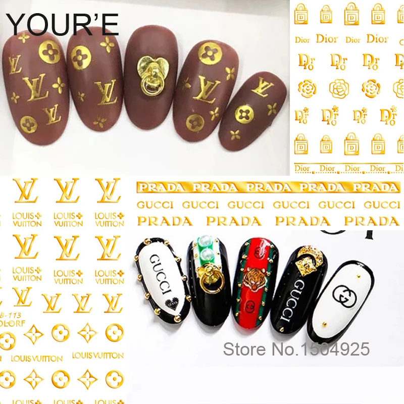 

Luxury Nail Art DIY Stickers Decoration Sport Logo Rose Gold Nail Sticker Self-adhesive DIY Charm Tips Back Glue Sticker