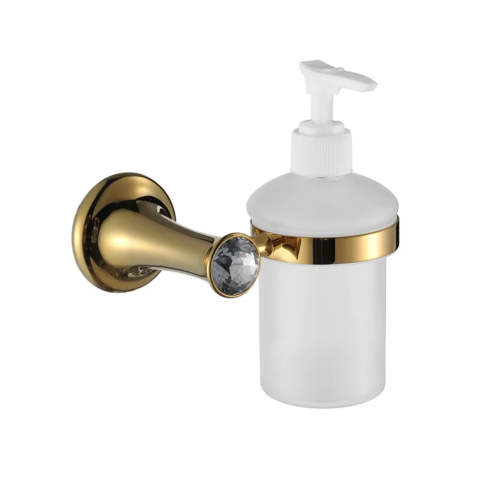 

Free shipping gold Finish BATHROOM ACCESSORIES SMALL CRYSTAL SOAP DISPENSERS