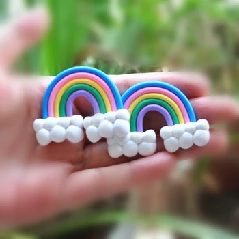 

Jewelry Materials For DIY Decoartion 20pcs 50mm Cute Little Rainbow Polymer Fimo Clay