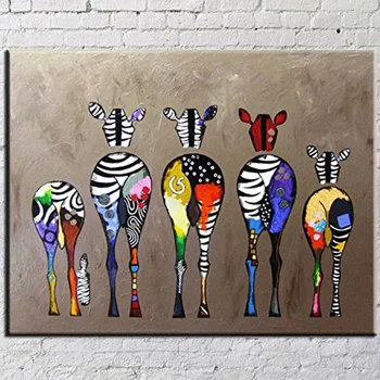 

Ornamental Drawing Table Wall Decoration Oil painting Canvas Print Modern Art Without Framing Multicolored Zebras 70 x 50 cm