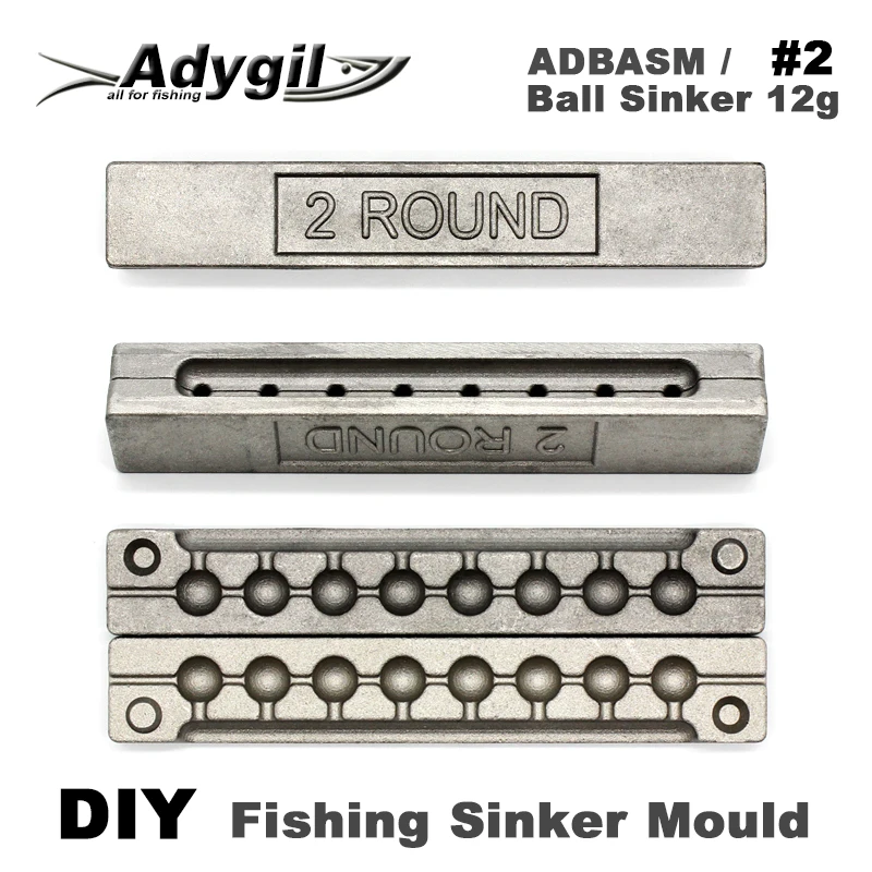 Adygil DIY рыболовный шар грузило плесень ADBASM/#2 шариковый грузило 12 г 8 полостей