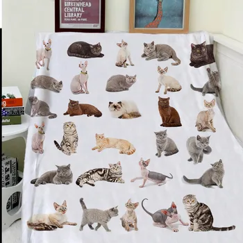 

Blanket plaid a blanket Plaids Warmth Soft Plush Funny Cat lovers A variety of cats Plaids on the Sofa Bed Throw blanket