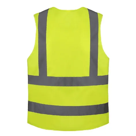 polyester high visibility fluo yellow and orange reflective safety vest