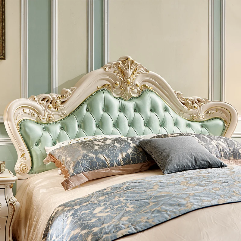 luxury European Style 1.8 Meters Bed, Double Bed, Leather Bed With Beside Table