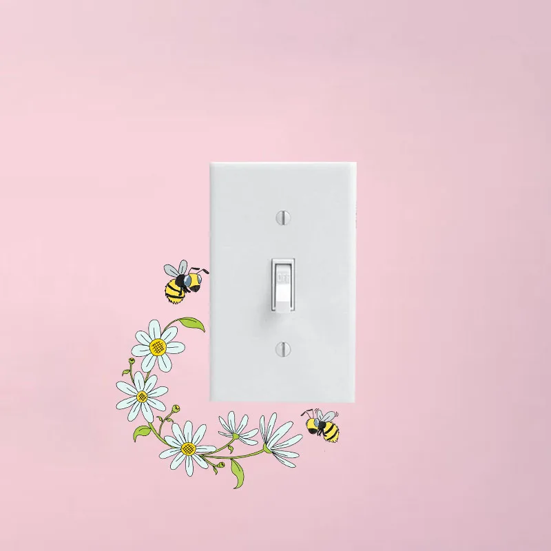 YOJA ПВХ настенный стикер для выключателя прекрасные пчелы и цветы дети украшение дома 12SS0013
