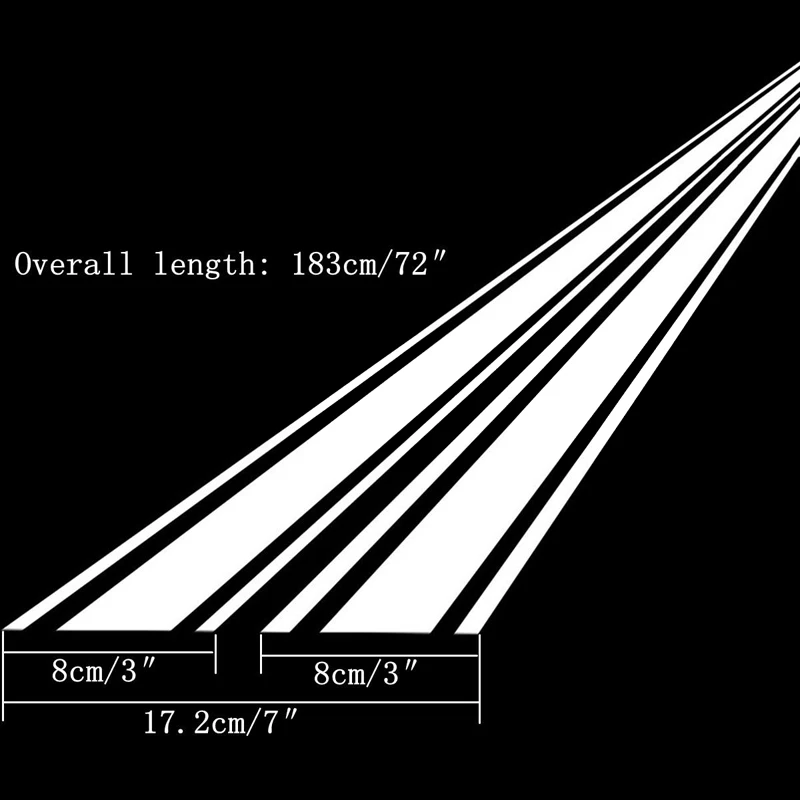 2pcs 183x8cm DIY Car Body Hood Vinyl Racing Stripe Pinstripe Sticker Decal