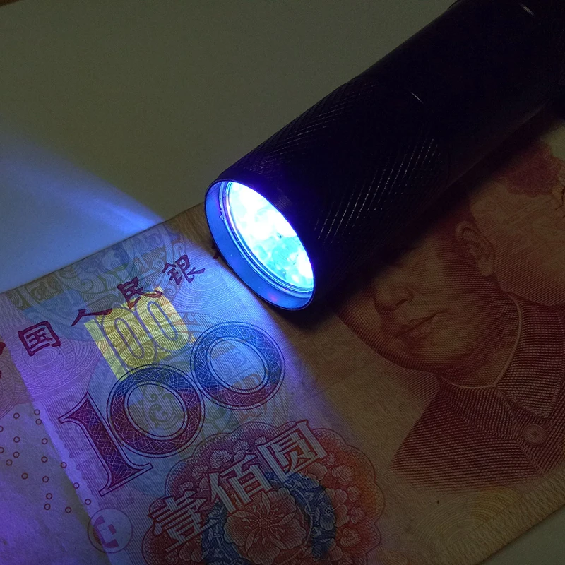 

LED uv flashlight Detect fluorescent agents inspection notes Violet Light 9 LED UV Torch Light Lamp flashlight ultraviolet