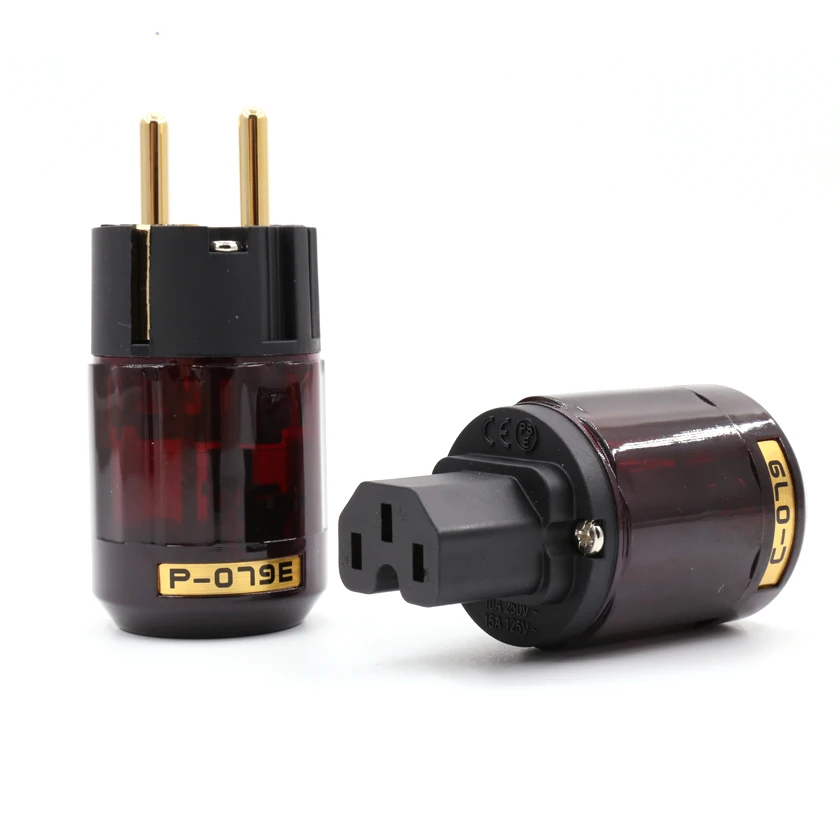 

One pair Schuko EU plug Hi-Fi Gold plated C-079 IEC P-079E Free shipping Audio connector