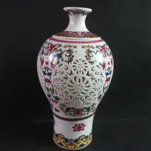Красивая китайская старинная керамическая двойная пустотелая ваза, окрашенная с благоприятным цветочный узор