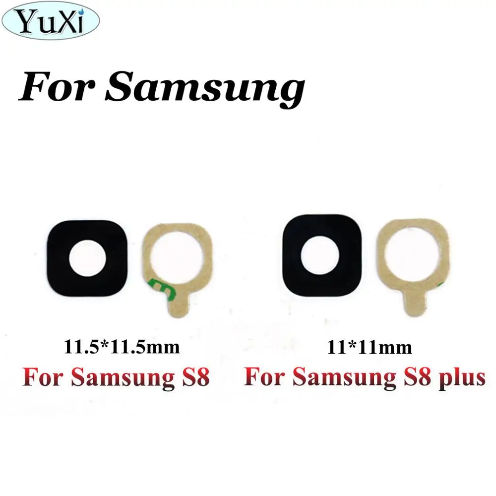 

YuXi 2pcs/lot For Samsung Galaxy S8 Camera Glass Lens for Samsung Galaxy S8 Plus Replacement Parts with Adhesive Sticker Black