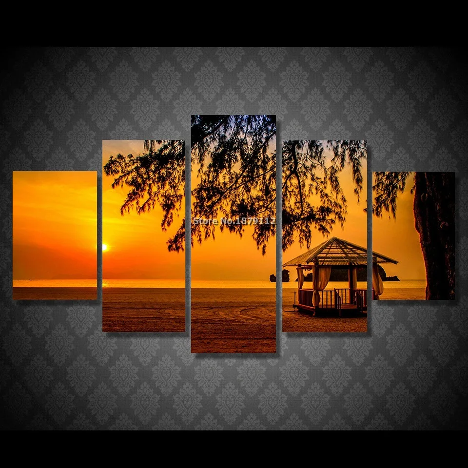 Fashion 5 Pcs Abstract Landscape Modern Oil Canvas Painting For Living