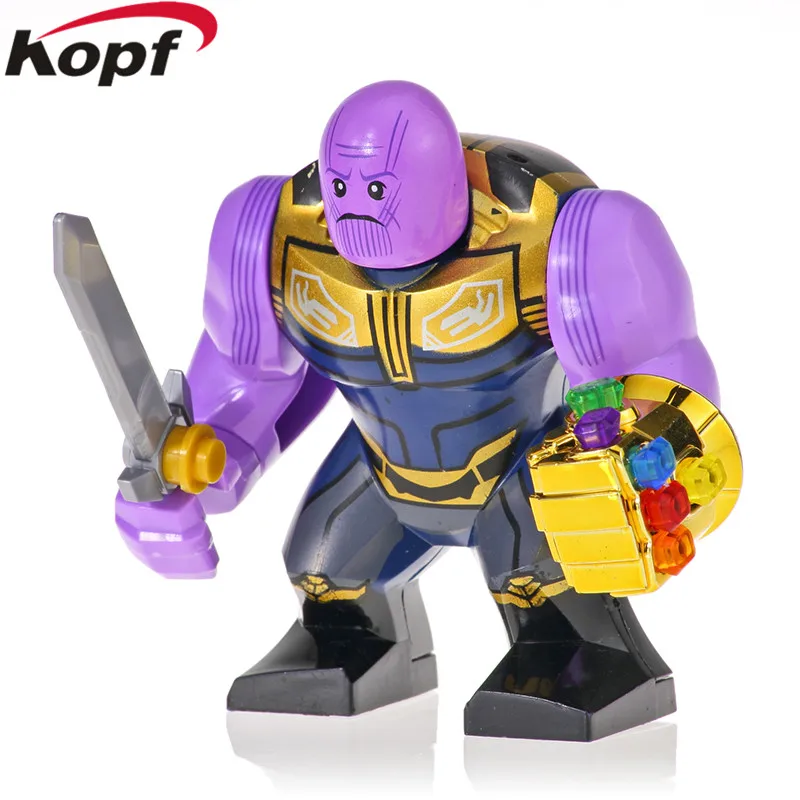 

7CM Big Figures Single Sale Building Blocks Super Heroes Hulk Thanos Power Stone Avengers4 Bricks Toys For Children Action KF891