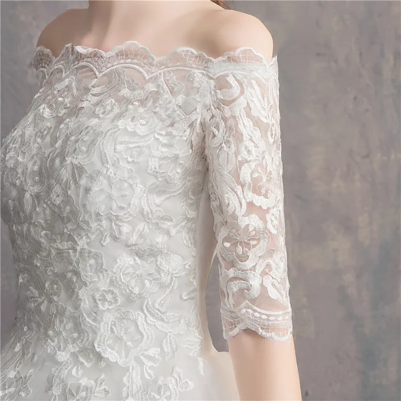 Women's Elegant Embroidery Half Sleeve Wedding Dress Details 1