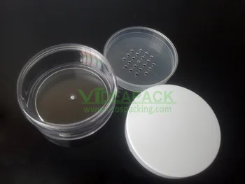 

100pcs/lot empty 80ml big loose powder jar with sifter plastic PS loose powder pot 30g white color