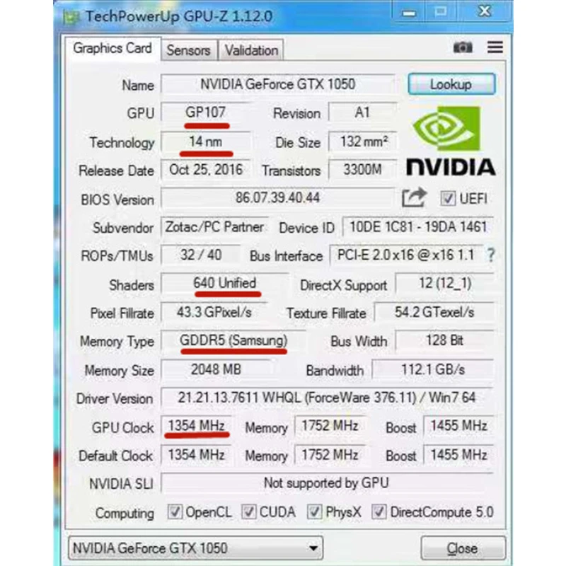 ZOTAC оригинальная видеокарта GTX1050 2GD5 Thunder GPU 128 бит GP107 GTX 1050 2 ГБ GDDR5 Geforce