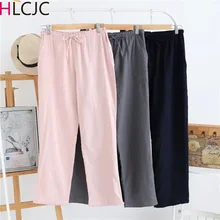 Новинка, хлопковые парные пижамные штаны, весна-лето, для мужчин и женщин, тонкие домашние штаны, свободные, большие размеры, хлопковые марлевые пижамные штаны