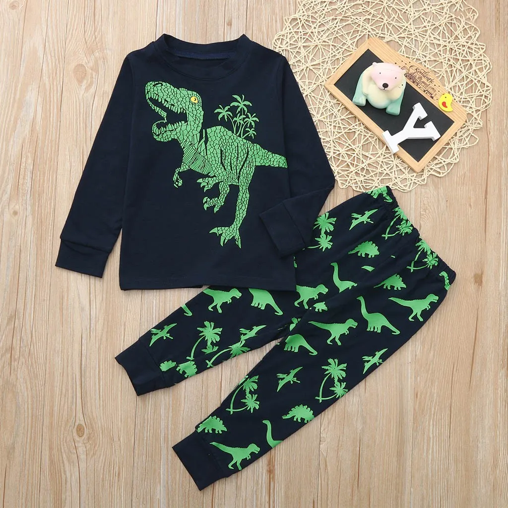 

MUQGEW Baby clothes for boys kids clothes Baby Girls Boys Kid Dinosaur Cartoon Tops+Pants Pajamas Sleepwear Sets Clothes