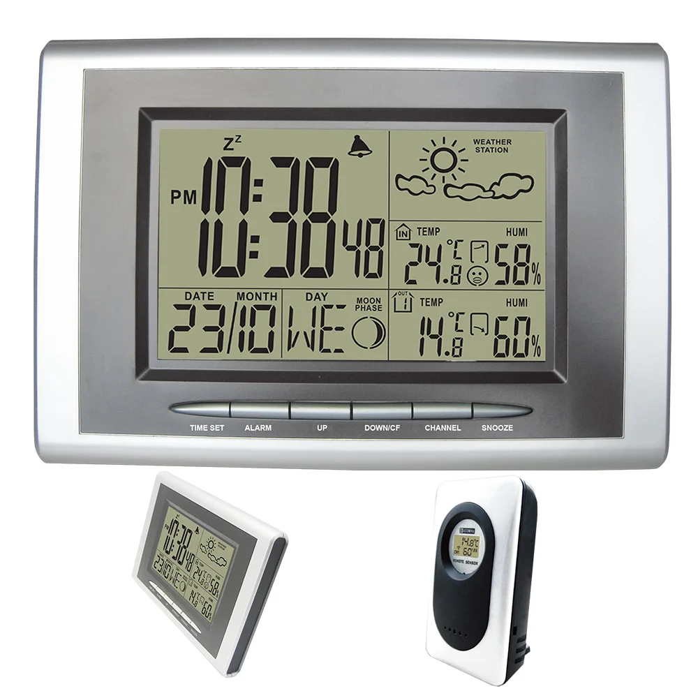 

Top DYKIE RCC DCF Wireless Weather Station Digital Big Screen Alarm Clock Indoor Outdoor Thermometer Hygrometer Outdoor sensors