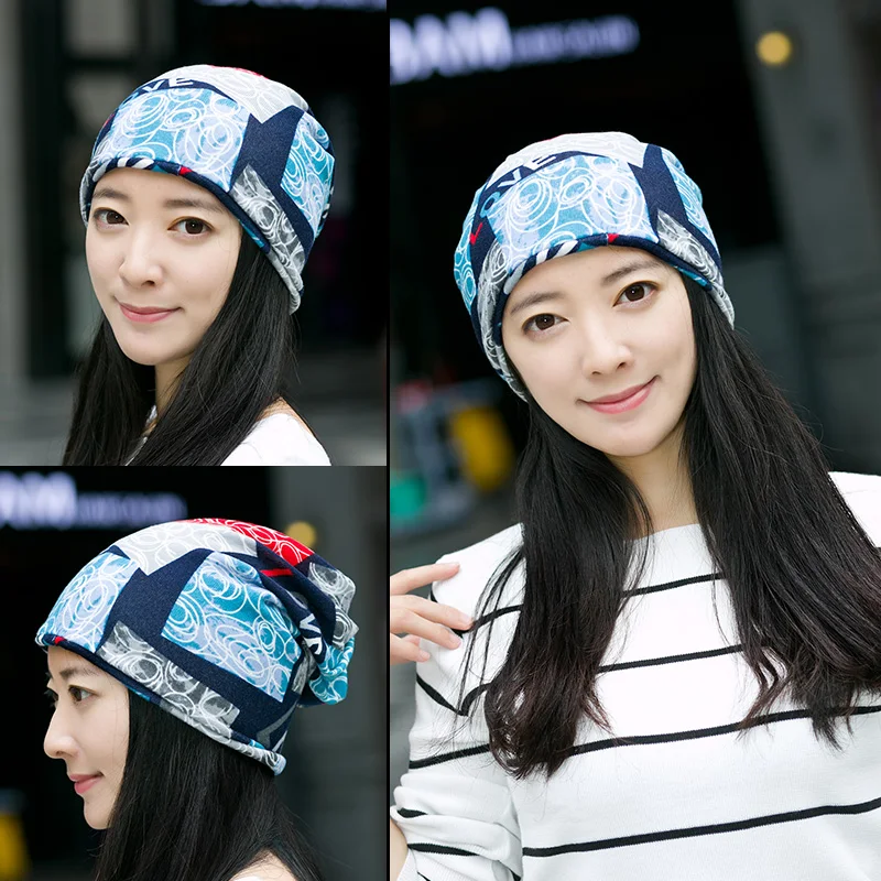 

2018 New Women Winter Fall Multipurpose Knitted Hat Hip-hot Skullies girls Gorros Girls Female Fashion Patch Pattern Beanies