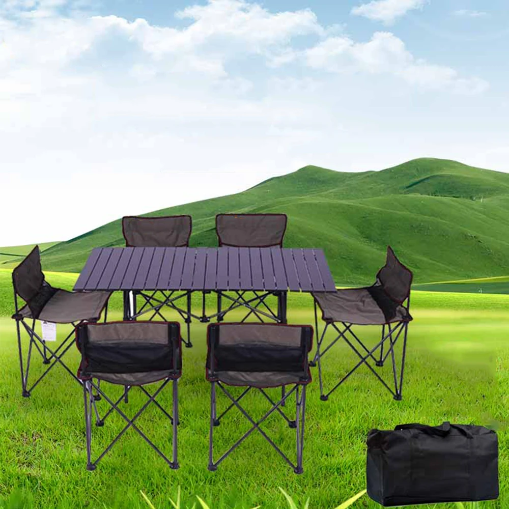  Outdoor Folding Table Chair Camping Aluminium Alloy Picnic Table Waterproof Ultra-light Durable Fol